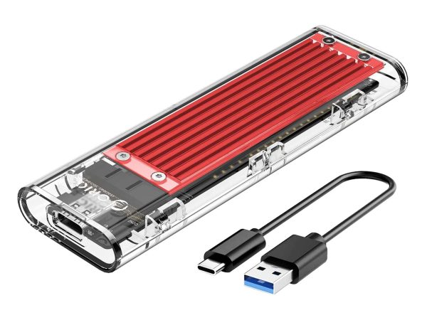 ORICO TCM2-C3 Aluminum USB 3.1 Gen2 Type-C NVMe M.2 Hard Drive Enclosure 10Gbps Date Transfer Rate Support UASP Protocol with Type-C to C Cable - Red - Red,USB Type C,1 Bay,M.2 NGFF SSD,1 Bay