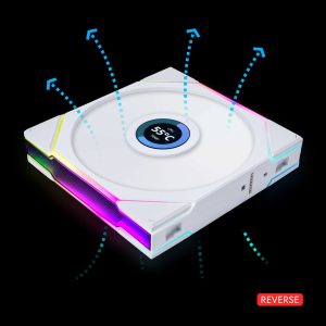 Lian Li UNI FAN TL LCD  Reverse Blade 120 RGB 3 pcs Pack Black Color ( controller included)- 12RTLLCD3B - 140mm,White,140mm Reverse Single Fan - White