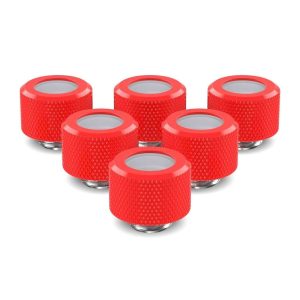 PrimoChill 14mm OD Rigid SX Fitting - 6 Pack - UV Red