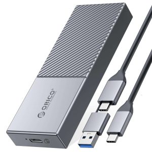 ORICO M.2 NVMe SSD Enclosure 40Gbps PCIe3.0x4 USB Type-C Aluminum Adapter, NVMe 2280 M-Key(B+M Key) External Solid State Drive Case,Compatible with Thunderbolt 3/4 USB3.2/3.1/3.0/Type C - Gray,M.2 NVME SSD,USB 3.2 Gen2x2 (20Gbps)