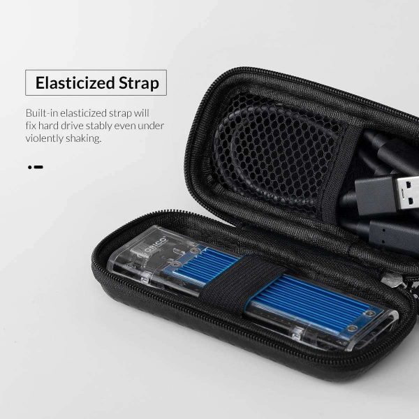 ORICO Portable Solid State Drive Case for M.2 NVMe/SATA SSD Enclosure, Shockproof EVA Carrying Case for SD Memory Cards, Charger, Data Cable,Earphone and More-M2PH01