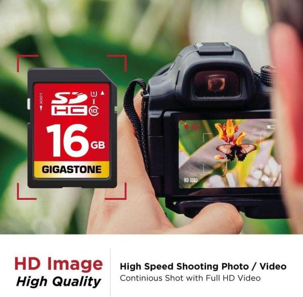GIGASTONE 16GB SD Card UHS-I U1 Class 10 SDHC Memory Card High-Speed Full HD Video Canon Nikon Sony Pentax Kodak Olympus Panasonic Digital Camera