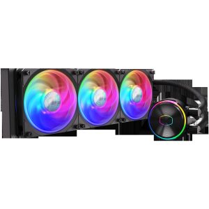 Cooler Master MasterLiquid 360 Atmos ARGB Close-Loop AIO Liquid Cooler, Customize Pump, Sickleflow Edge PWM Fans, 360mm Radiator, CryoFuze, AMD Ryzen AM5/AM4, Intel LGA1700/1200 (MLX-D36M-A25PZ-R1) - 3 Fan Slots (120 mm),Black,MasterLiquid PL360 FLUX