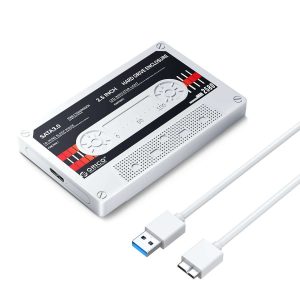 ORICO 2.5'' Hard Drive Enclosure SATA to USB3.0 Computer HDD Enclosure for 7/9.5mm HDD SSD, Portable External Enclosure with UASP Max 6TB Compatible Xbox, PS4, Samsung, WD (2580U3) - White,USB 3.0