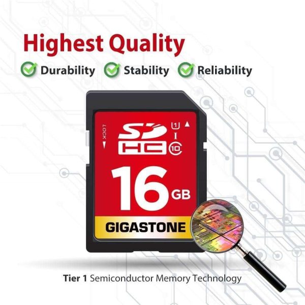 GIGASTONE 16GB SD Card UHS-I U1 Class 10 SDHC Memory Card High-Speed Full HD Video Canon Nikon Sony Pentax Kodak Olympus Panasonic Digital Camera
