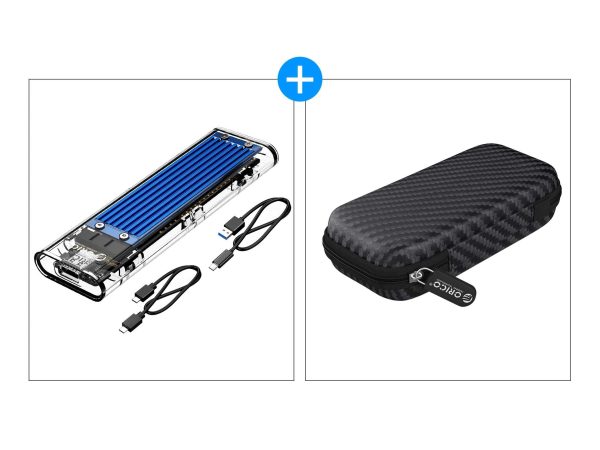 ORICO TCM2-C3 Aluminum USB 3.1 Gen2 Type-C NVMe M.2 Hard Drive Enclosure 10Gbps Date Transfer Rate Support UASP Protocol with Type-C to C Cable - Red - Blue,USB 3.1 Type-C,1 Bay,M.2 NVME PCI-E x 4 M-Key SSD,With Cover