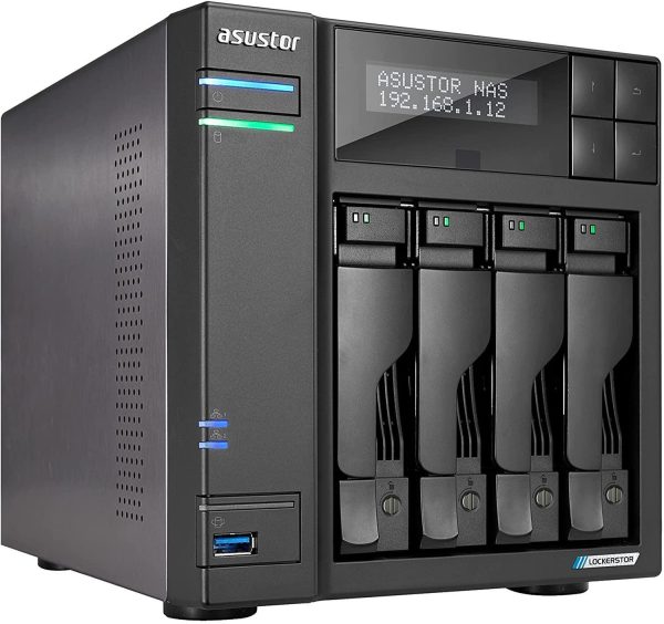 Asustor AS6706T Lockerstor 6 Gen2,4Bay NAS,Quad-Core 2.0GHz CPU,Dual 2.5GbE Ports,8GB DDR4,Four M.2 SSD Slots (Diskless) - 4-Bay,Intel Celeron,4GB DDR4,2 x DDR4 SODIMM,AS6704T