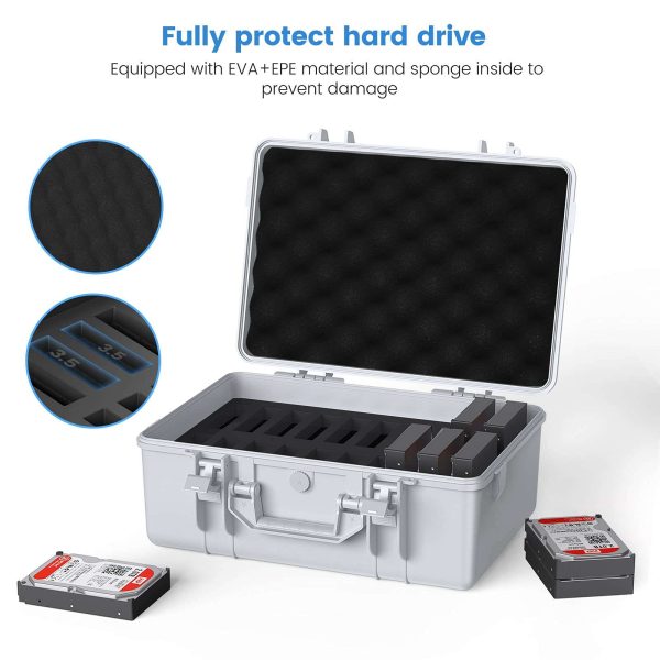 ORICO Hard Drive Case 3.5inch 20-Bay HDD/SSD Multi-Protection Storage Box Suitcase with Foam Shockproof Anti-Static MoistureProof Travel Bag -PSC L20