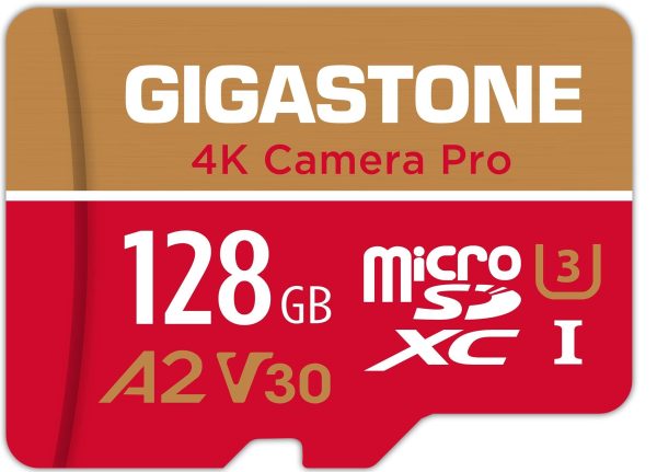 [Gigastone] Micro SD Card 32GB 5-Pack, Camera Plus, MicroSDHC Memory Card for Video Camera, Wyze Cam, Security Camera, Roku, Full HD Video Recording, UHS-I U1 A1 Class 10, up to 90MB/s, with Adapter - 128GB,4K Camera Pro,1-Pack