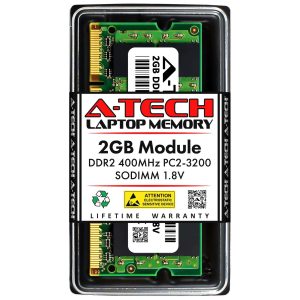 A-Tech 8GB (2x4GB) DDR2 800MHz SODIMM PC2-6400 Non-ECC Unbuffered CL6 1.8V 200-Pin SO-DIMM Laptop Notebook Computer RAM Memory Upgrade Kit - 2GB,DDR2 400 (PC2 3200),3