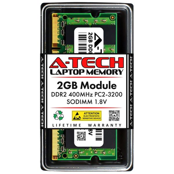 A-Tech 8GB (2x4GB) DDR2 800MHz SODIMM PC2-6400 Non-ECC Unbuffered CL6 1.8V 200-Pin SO-DIMM Laptop Notebook Computer RAM Memory Upgrade Kit - 2GB,DDR2 400 (PC2 3200),3