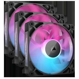 CORSAIR iCUE Link RX120 RGB 120mm PWM Fans with iCUE Link System Hub - Magnetic Dome Bearing - Triple Pack - Black