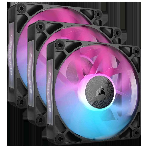 CORSAIR iCUE Link RX120 RGB 120mm PWM Fans with iCUE Link System Hub - Magnetic Dome Bearing - Triple Pack - Black