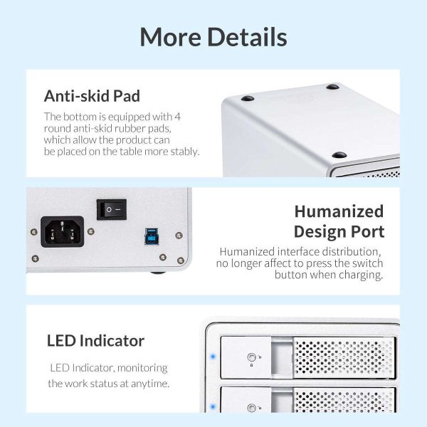 ORICO Tool-free USB 3.0 to SATA 5 Bay External 3.5-inch SATA SDD Hard Drive Enclosure with Safety Lock for Laptop PC Mac OS [Without RAID Function] -9558U3