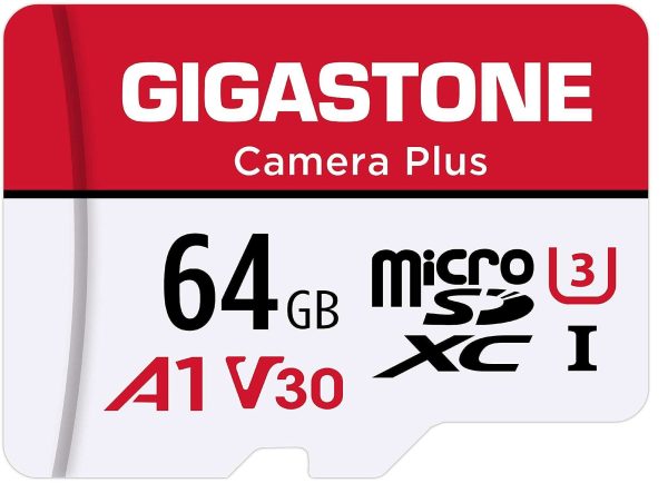 [Gigastone] Micro SD Card 32GB 5-Pack, Camera Plus, MicroSDHC Memory Card for Video Camera, Wyze Cam, Security Camera, Roku, Full HD Video Recording, UHS-I U1 A1 Class 10, up to 90MB/s, with Adapter - 64GB,Camera Plus,1-Pack
