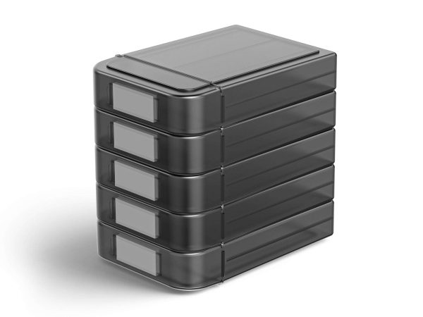 ORICO 2.5" HDD Storage Case Multi-Bay Storage 2.5 inch HDD Protection Box for Hard Drive with label Design Moisture proof - 5 Packs - Grey,3.5in,5-Bay