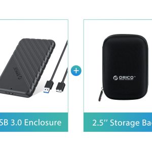 ORICO 2.5 inch External Hard Drive Enclosure USB3.0 to SATAIII 5Gbps HDD SSD Storage Case for 7mm 9.5mm SATA HDD SSD Max 6TB Support UASP protocols and TRIM - Black,USB 3.0,With Cover