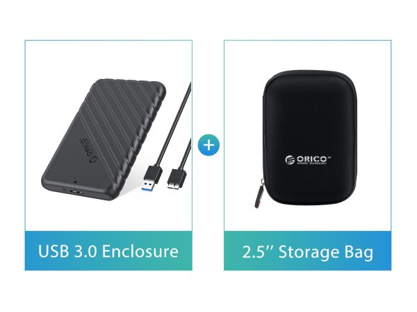 ORICO 2.5 inch External Hard Drive Enclosure USB3.0 to SATAIII 5Gbps HDD SSD Storage Case for 7mm 9.5mm SATA HDD SSD Max 6TB Support UASP protocols and TRIM - Black,USB 3.0,With Cover