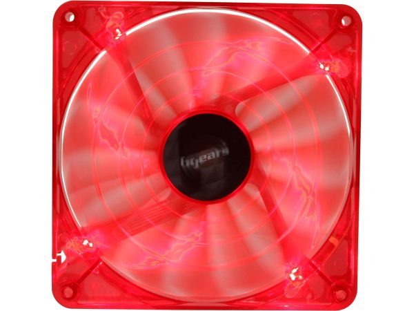 Bgears b-PWM 140 Translucent Red with Red LEDs, 15 Blades 2 Ball Bearing PWM fan with 500 to 1800 RPM, 110 CFM, 35.8dBA