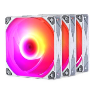 Phanteks M25-120 D-RGB fan, High-Airflow radiator performance, PWM control up to 2000RPM, ARGB/DRGB lighting, Daisy-Chain cable, White,3 Pack