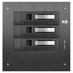 Compact Stylish 3x 3.5" Hotswap mini-ITX Tower - Black HDD Handle - S-35-3M1SL