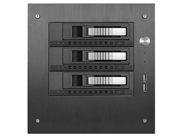 Compact Stylish 3x 3.5" Hotswap mini-ITX Tower - Black HDD Handle - S-35-3M1SL