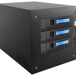 Compact Stylish 3x 3.5" Hotswap mini-ITX Tower - Black HDD Handle - S-35-3M1BL