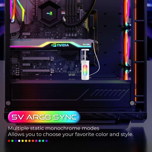 AAAwave AuraWave GPU Support Bracket Graphic Cards Sag Holder Brace, 5V 3 PIN ARGB Adjustable Height with Magnet Base (White)
