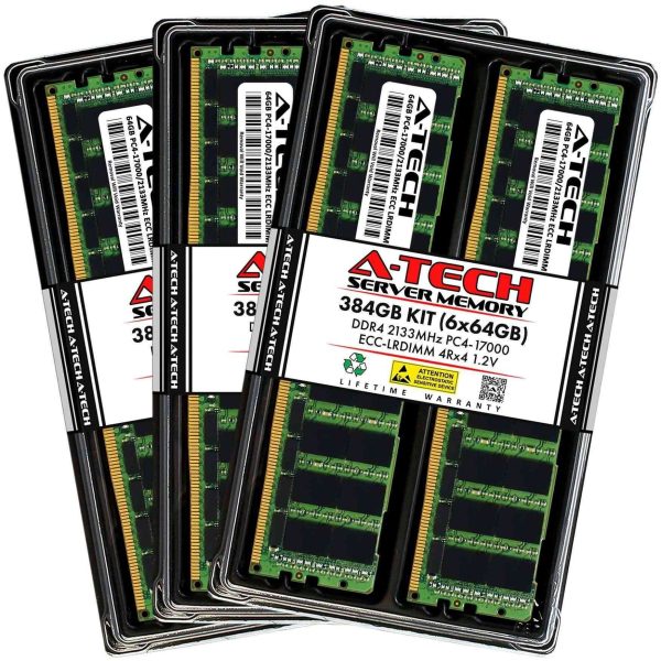 128GB (2x64GB) RAM for Dell PowerEdge R430, R530, R630, R630 XL, R730, R730 XL, R730xd, R730xd XL, R830, R930 | 13th Gen. Rack Servers | DDR4 2133MHz ECC LRDIMM PC4-17000 4Rx4 Load Reduced Memory Kit - 384GB (6 x 64GB),DDR4 2133 (PC4 17000)