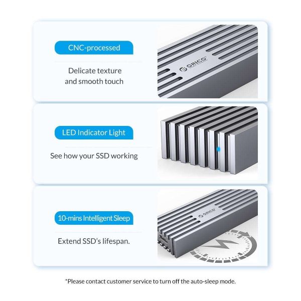ORICO  40Gbps M.2 NVMe Enclosure for Thunderbolt 4/Thunderbolt 3/USB4 Max 4TB SSD 2230/2242/2260/2280 Aluminum M2 External SSD Case for M1 M2 Pro/Max, Compatible with USB4/3.2/3.1/3.0/2.0