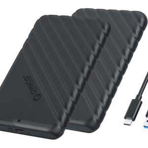 ORICO 2.5 inch External Hard Drive Enclosure USB3.0 to SATAIII 5Gbps HDD SSD Storage Case for 7mm 9.5mm SATA HDD SSD Max 6TB Support UASP protocols and TRIM - Black,USB Type C,2 Packs