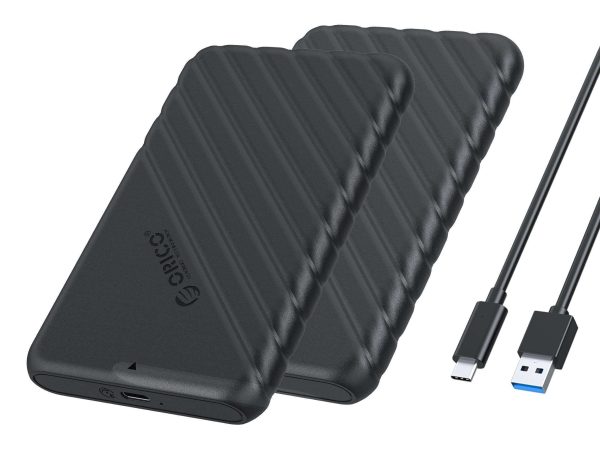 ORICO 2.5 inch External Hard Drive Enclosure USB3.0 to SATAIII 5Gbps HDD SSD Storage Case for 7mm 9.5mm SATA HDD SSD Max 6TB Support UASP protocols and TRIM - Black,USB Type C,2 Packs