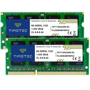 Timetec Hynix IC 16GB Kit(2x8GB) DDR3 1333MHz PC3-10600 Non ECC Unbuffered 1.5V CL9 2Rx8 Dual Rank 204 Pin SODIMM Laptop Notebook Computer Memory Ram Module Upgrade(16GB Kit(2x8GB))