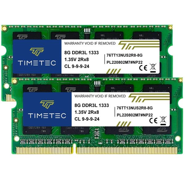 Timetec Hynix IC 16GB Kit(2x8GB) DDR3 1333MHz PC3-10600 Non ECC Unbuffered 1.5V CL9 2Rx8 Dual Rank 204 Pin SODIMM Laptop Notebook Computer Memory Ram Module Upgrade(16GB Kit(2x8GB))