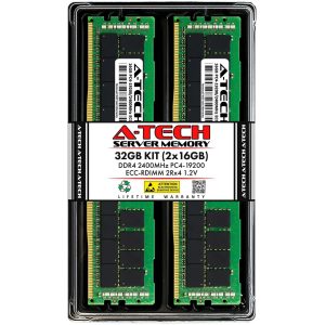 A-Tech 32GB (2x16GB) 2Rx4 PC4-19200R DDR4 2400 MHz ECC RDIMM Registered DIMM 288-Pin Dual Rank x4 Server & Workstation RAM Memory Upgrade Kit