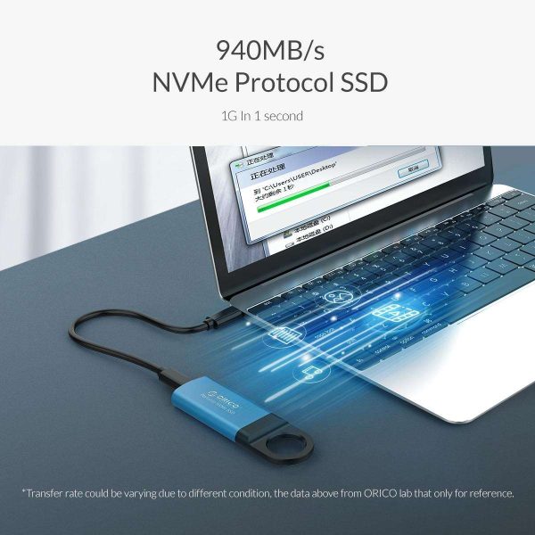 ORICO 256GB Extreme Portable External M.2 Nvme SSD Mini External Solid State Drive with NVMe Interface USB C 3.1 10Gbps Solid State Drive (GV100 Blue)