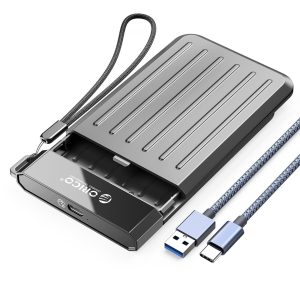 ORICO USB3.0 Micro-B to SATA3.0 Hard Drive Enclosure, Portable 2.5inch External Hard Drive Case Support UASP for 2.5'' SSD/HDD for Laptop, PS4, Xbox,Router,Green - M25U3 - Gray,USB Type C