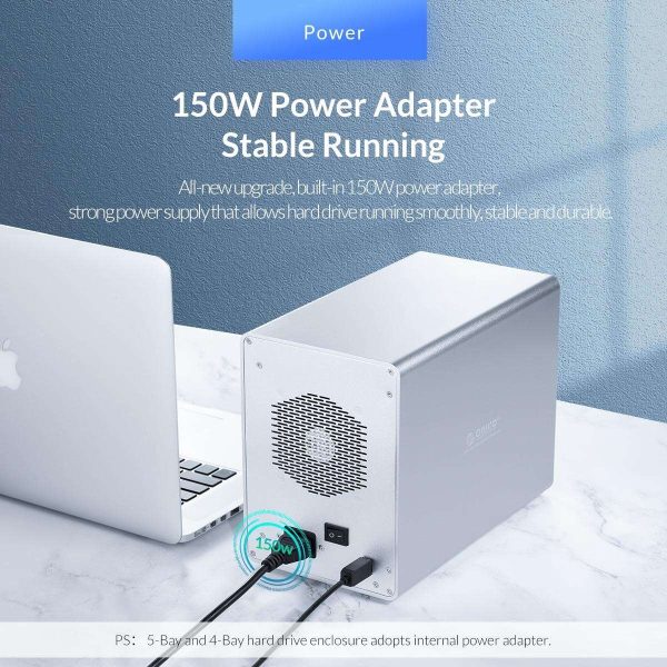 ORICO Tool-free USB 3.0 to SATA 5 Bay External 3.5-inch SATA SDD Hard Drive Enclosure with Safety Lock for Laptop PC Mac OS [Without RAID Function] -9558U3