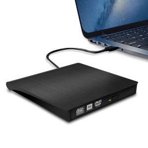 AUTENS External CD DVD Drive USB 3.0 Portable Fits for DVD-R DVD-RW DVD+R DVD+RW DVD-ROM DVD CD Burner Player Writer Black for PC Laptop Computer Windows 11/10/8/7 - Black