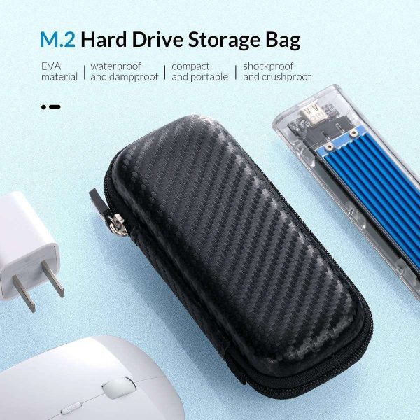 ORICO Portable Solid State Drive Case for M.2 NVMe/SATA SSD Enclosure, Shockproof EVA Carrying Case for SD Memory Cards, Charger, Data Cable,Earphone and More-M2PH01