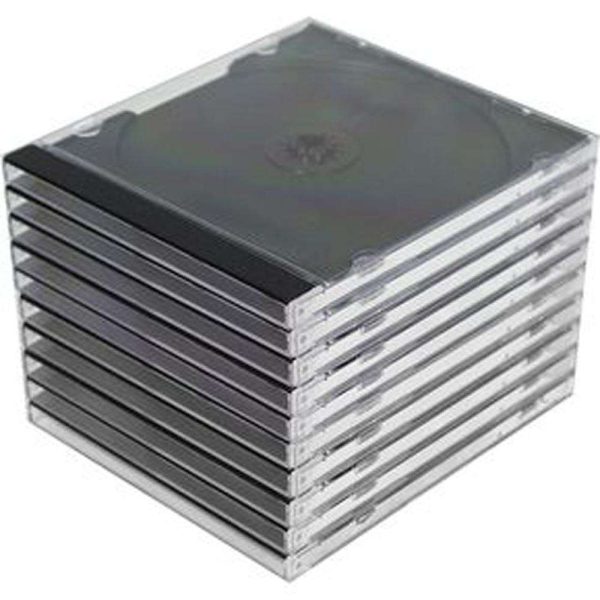 Smartbuy Standard 10.4 mm Clear Jewel Case Single CD DVD Disc Storage with Assembled Black Removable Tray (50 Pack)