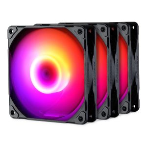 Phanteks M25-120 D-RGB fan, High-Airflow radiator performance, PWM control up to 2000RPM, ARGB/DRGB lighting, Daisy-Chain cable, White,3 Pack - Black
