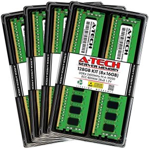A-Tech 128GB (8x16GB) 2Rx8 PC4-19200R DDR4 2400 MHz ECC RDIMM Registered DIMM 288-Pin Dual Rank x8 Server & Workstation RAM Memory Upgrade Kit - 128GB (8 x 16GB)