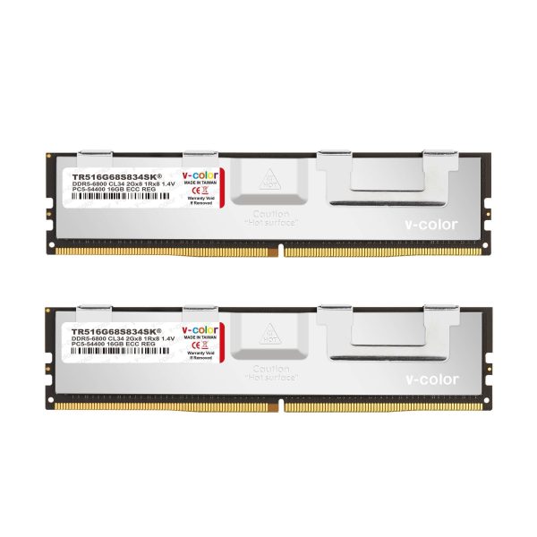 v-color DDR5 32GB (16GBx2) 6000MHz CL32 Overclocking R-DIMM SK hynix Original IC 1Rx8 1.4V ECC Registered DIMM Memory for W790 Workstation (Intel XMP) (TR516G60S832SK) - 32GB (2 x 16GB),288-Pin DDR5 SDRAM,DDR5 6800 (PC5 54400)