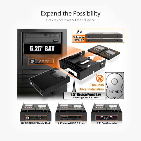 Dual 2.5" HDD / SSD & One 3.5" HDD / Device Front Bay to External 5.25" Bay