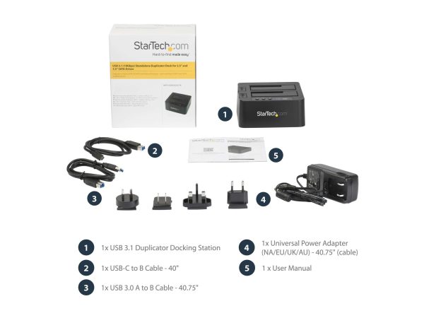 StarTech.com USB 3.1 (10Gbps) Standalone Duplicator Dock for 2.5" & 3.5" SATA SSD / HDD Drives - with Fast-Speed Duplication up to 28GB/min