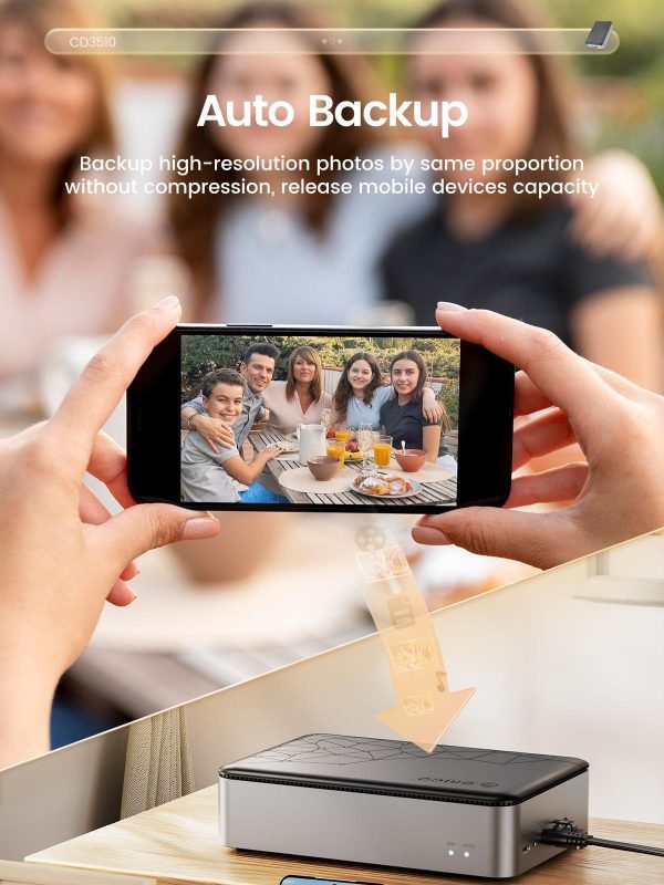 ORICO Networkable Hard Drive Enclosure for 3.5" SATA HDD, Personal NAS Storage and Private Cloud, Magnetic Lid Connection, 1GB DDR4 RAM, Quad Core CPU, CD3510(diskless)