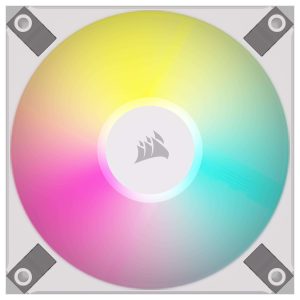 CORSAIR AF SLIM Series, AF120 RGB SLIM, 120mmx15mm Fluid Dynamic RGB Fan, Dual Pack with Lighting Node CORE - White,Single Pack