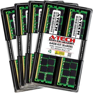 A-Tech 32GB (4x8GB) 4Rx8 PC3-8500R DDR3 1066 MHz ECC RDIMM 1.5V Registered DIMM 240-Pin Quad Rank x8 Server & Workstation RAM Memory Upgrade Kit - 64GB (8 x 8GB),DDR3 1066 (PC3 8500)