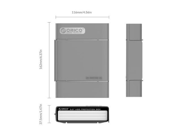 [ 5 Pack ]ORICO 3.5-inch Hard Drive HDD Protection Box Case Storage Case for Hard Drive(HDD) or SDD, Anti-Static/Anti-Shake/Water Resistant/Dust Resistant -Gray